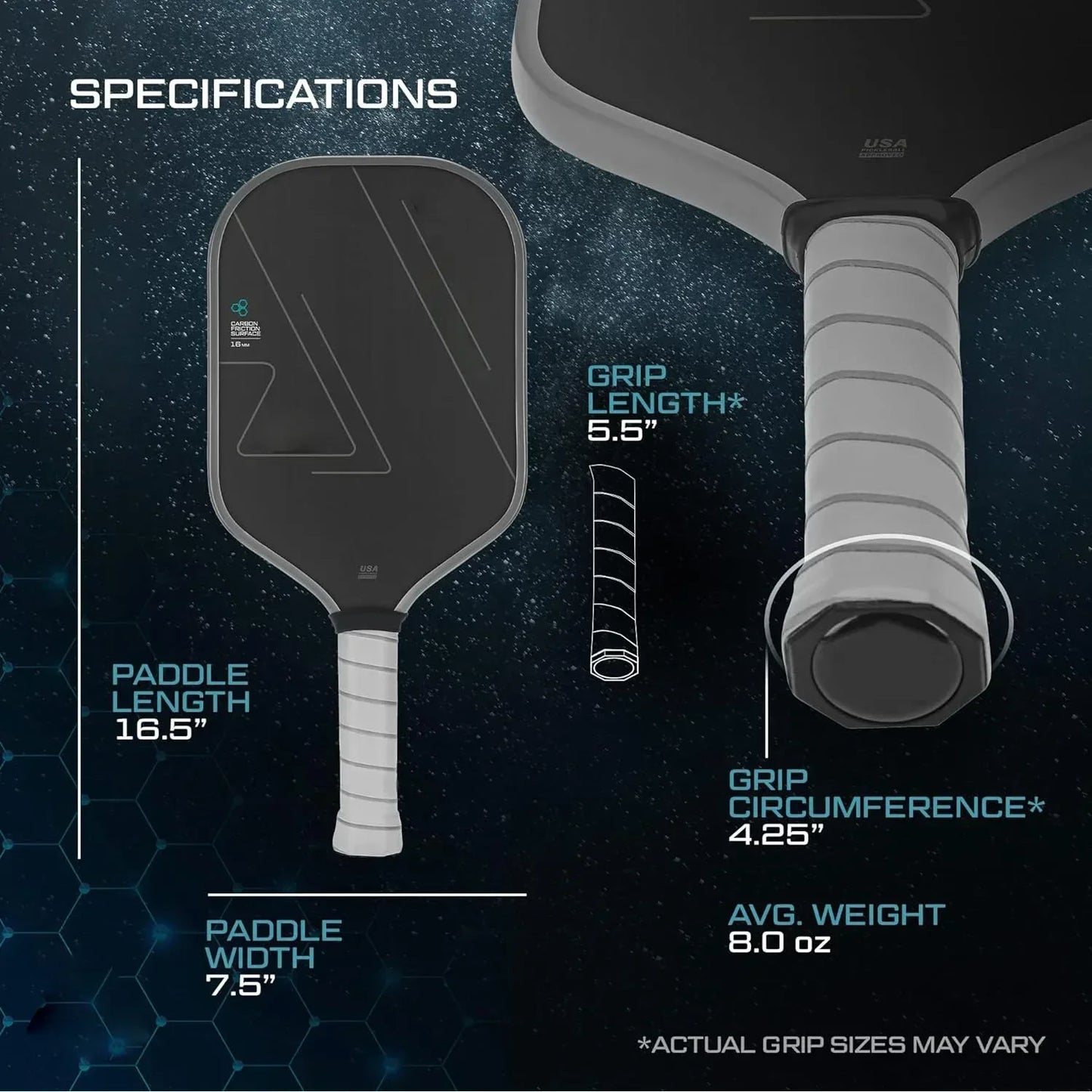 USAPA Approved T700 Raw Carbon Fiber Pickleball Paddle Spin Textured Surface